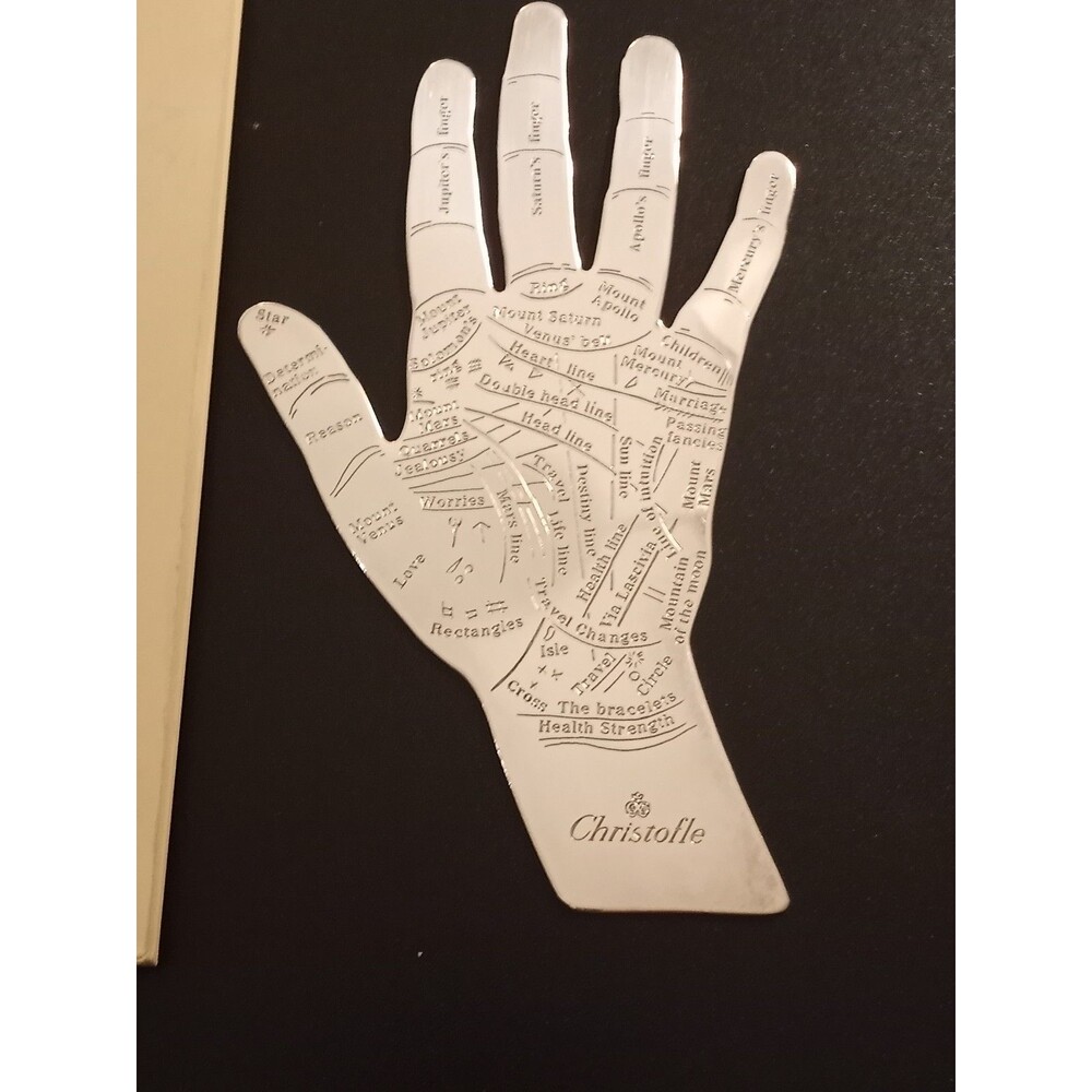 Vintage CHRISTOFLE France Silver Plated Palm Reading Hand (in English) WITH BOOK